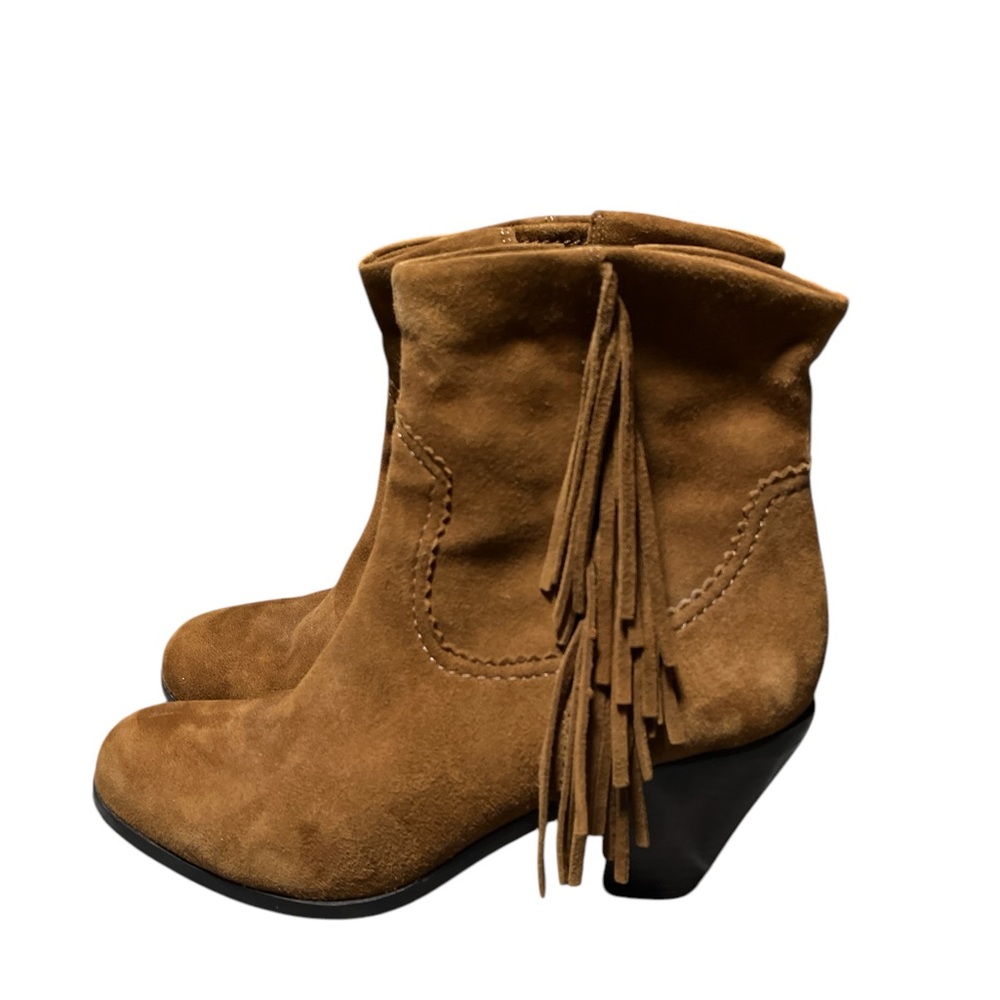 Sam Edelman Boots Women 8 Leather Suede Fringe Louie Side Zip Western - Picture 2 of 4